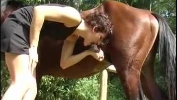 Open-air oral sex for a well-hung tan stud