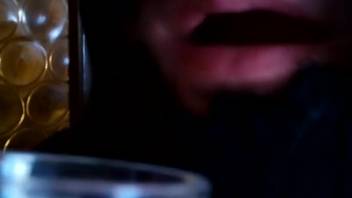 Aroused guy shoves his dick into a container packed with bugs